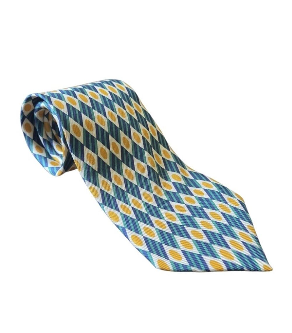 VTG Burberrys Of London Silk Tie Geometric Diamond Oval Pattern 70s Retro Mod